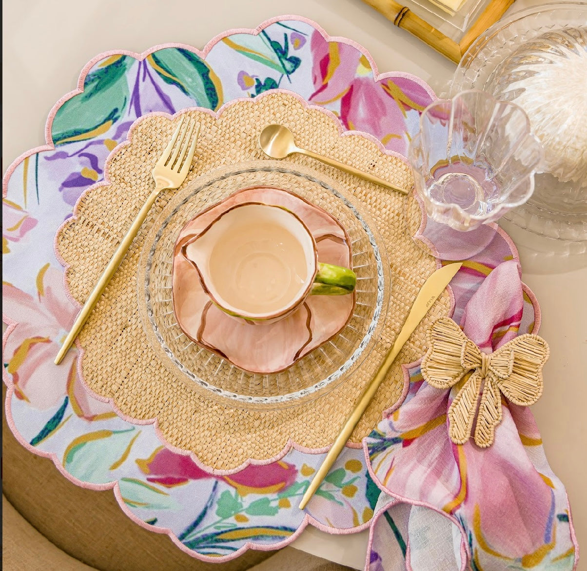 Conjunto 4 Peças Jogo Americano Palha Le Jardin II