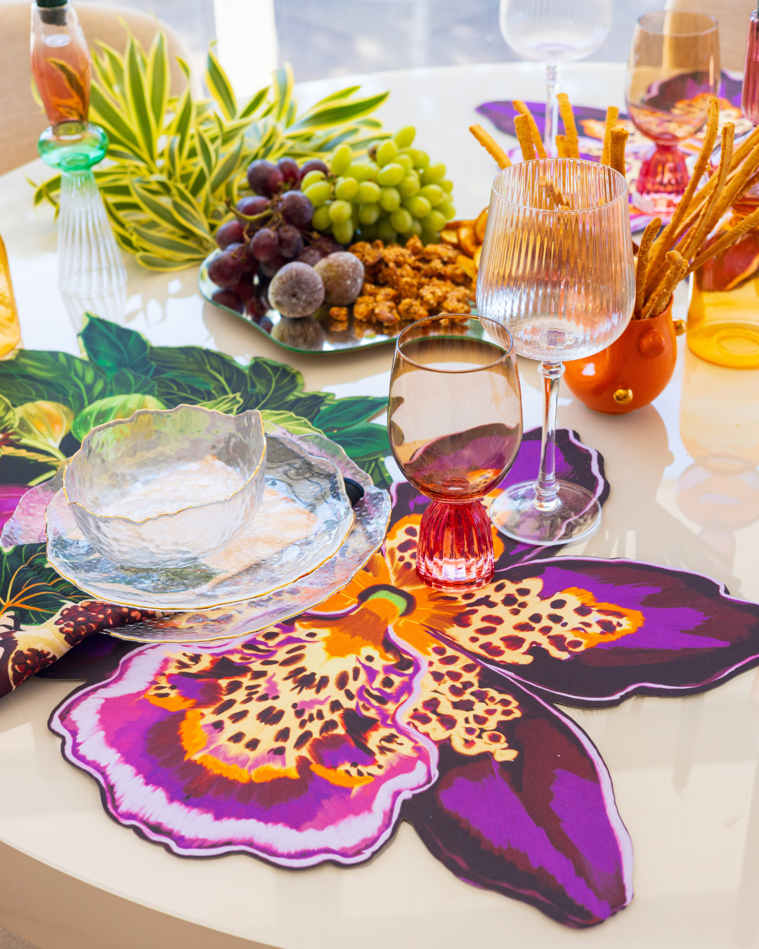 Conjunto 4 Peças Jogo Americano Bloom - Orquídea Roxa