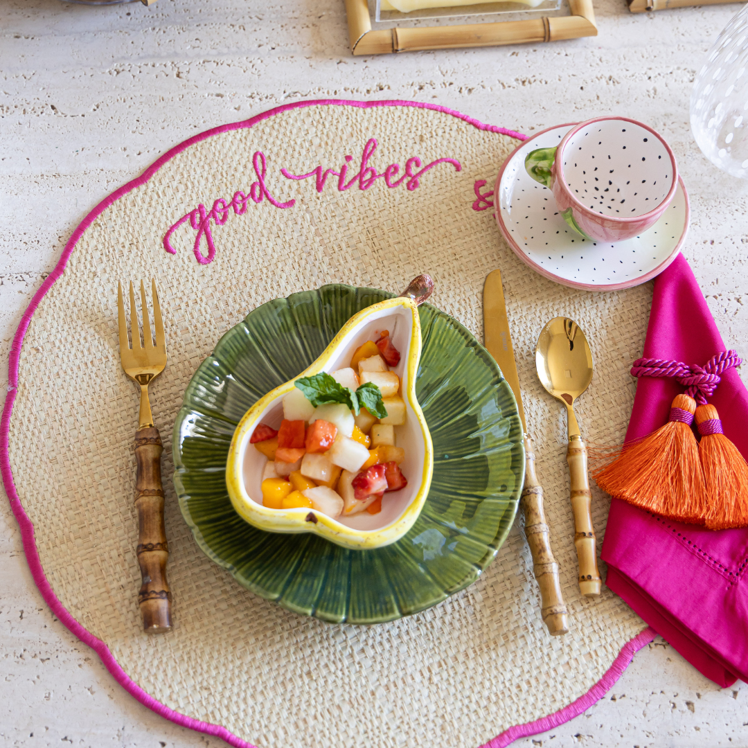 Conjunto 6 Peças Jogo Americano Colorido Palha Good Vibes - Sem Guardanapo