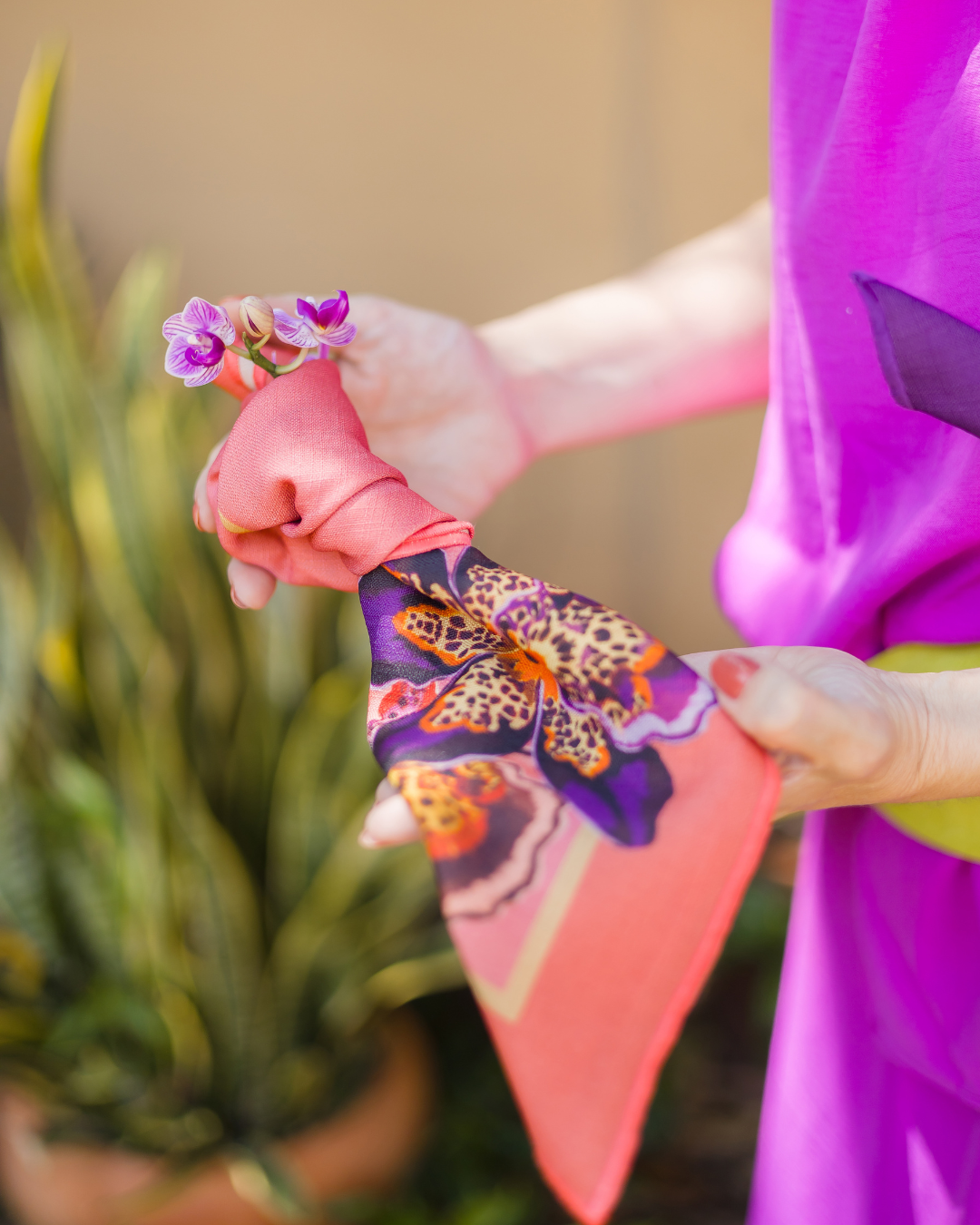 Conjunto 4 Guardanapos Bloom - Orquídea Rosa