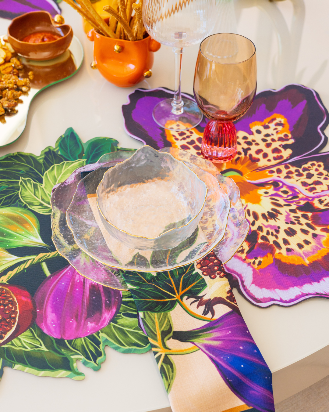 Conjunto 4 Peças Jogo Americano Bloom - Orquídea Roxa