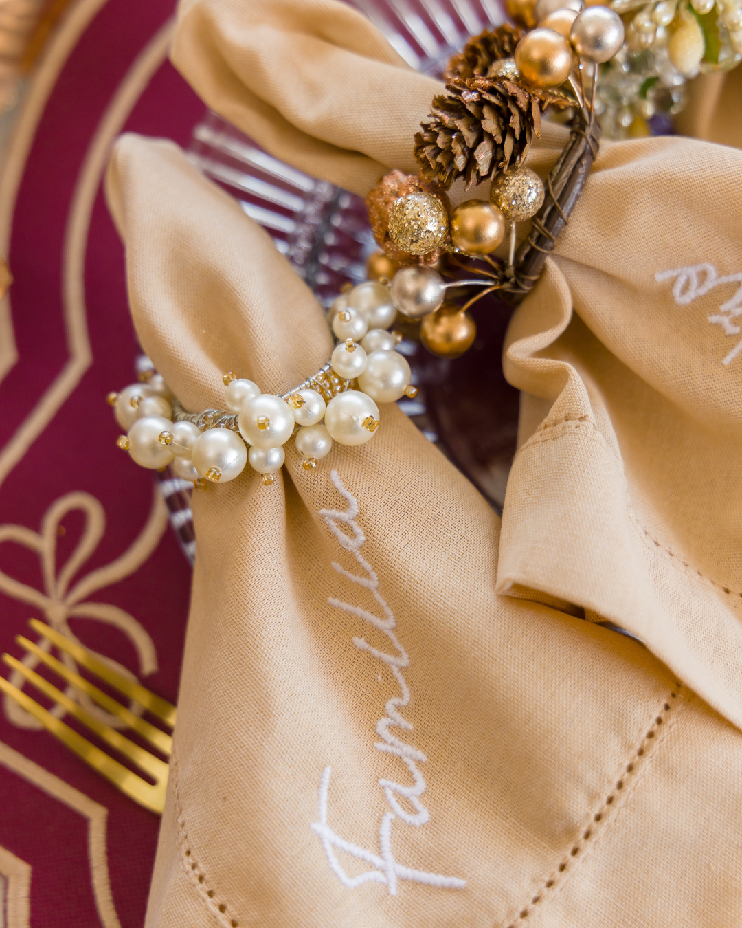 Porta-guardanapo Pérolas Brancas Elegance