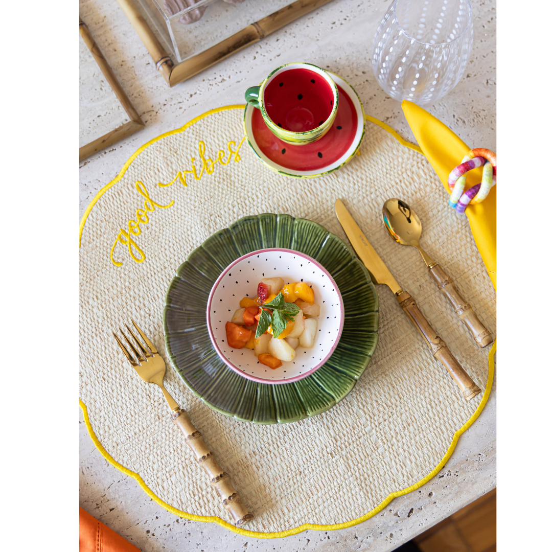 Conjunto 6 Peças Jogo Americano Colorido Palha Good Vibes - Sem Guardanapo