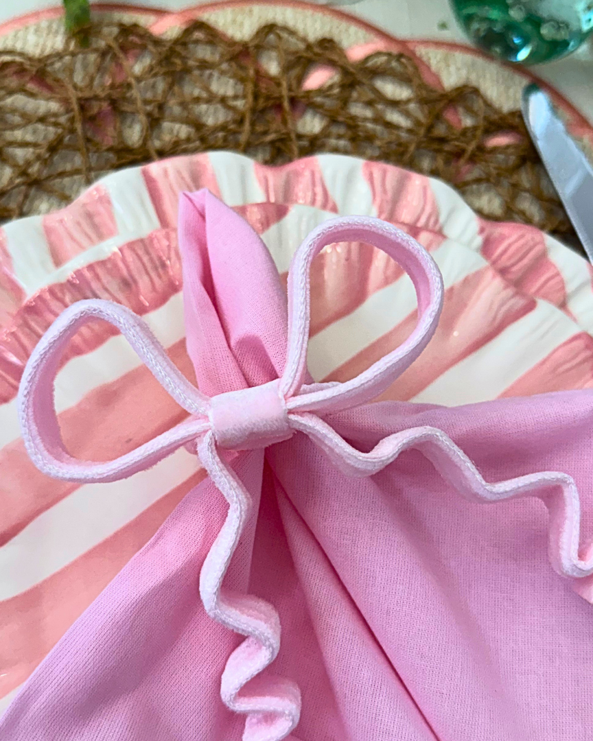 Porta Guardanapo Laço com Ondinhas Rosa Claro (unidade)