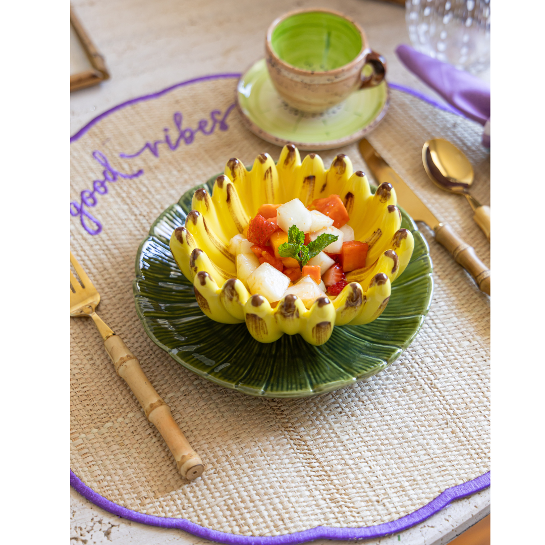 Conjunto 6 Peças Jogo Americano Colorido Palha Good Vibes - Sem Guardanapo