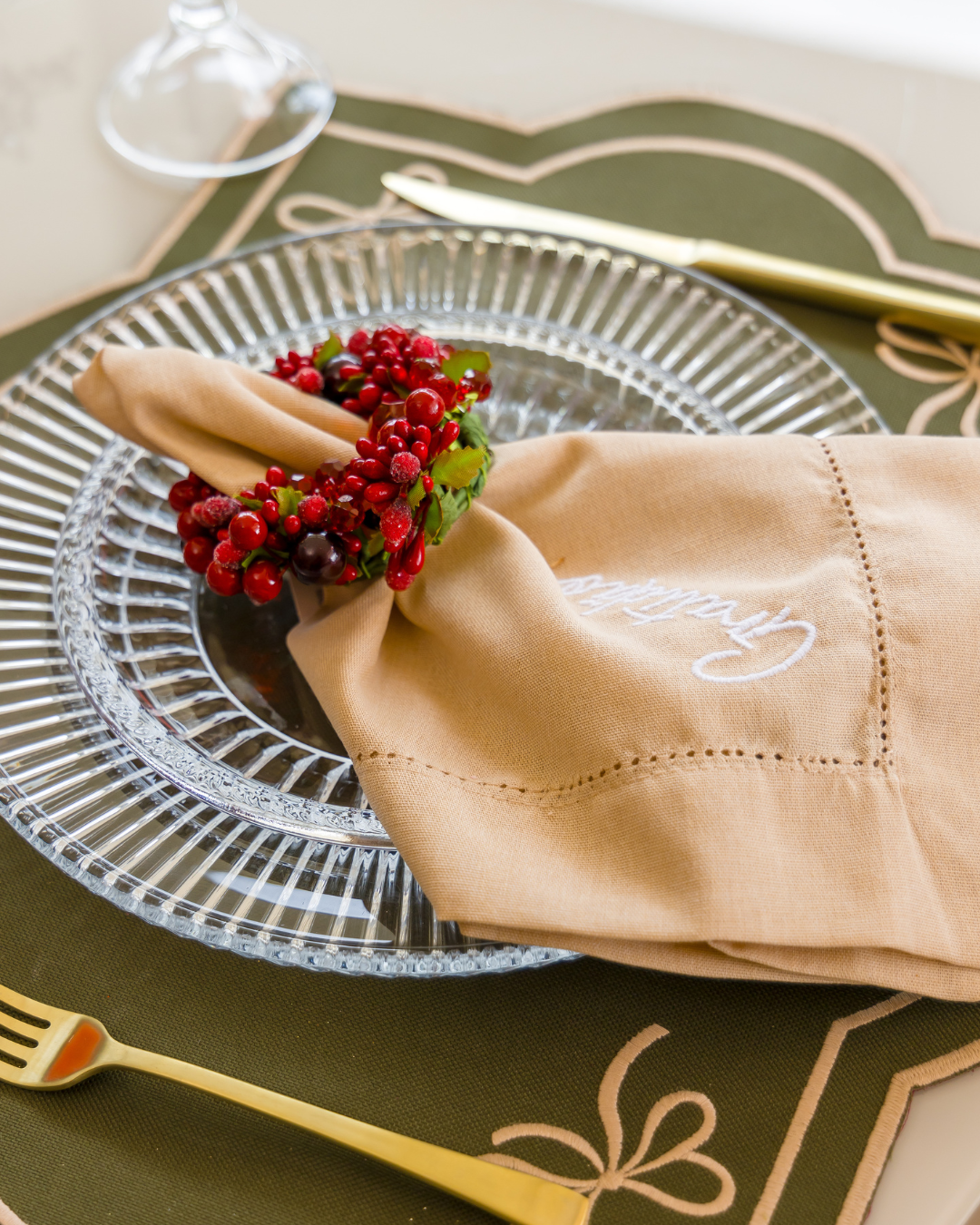 Porta Guardanapo Red Berries e Pérolas Vermelhas