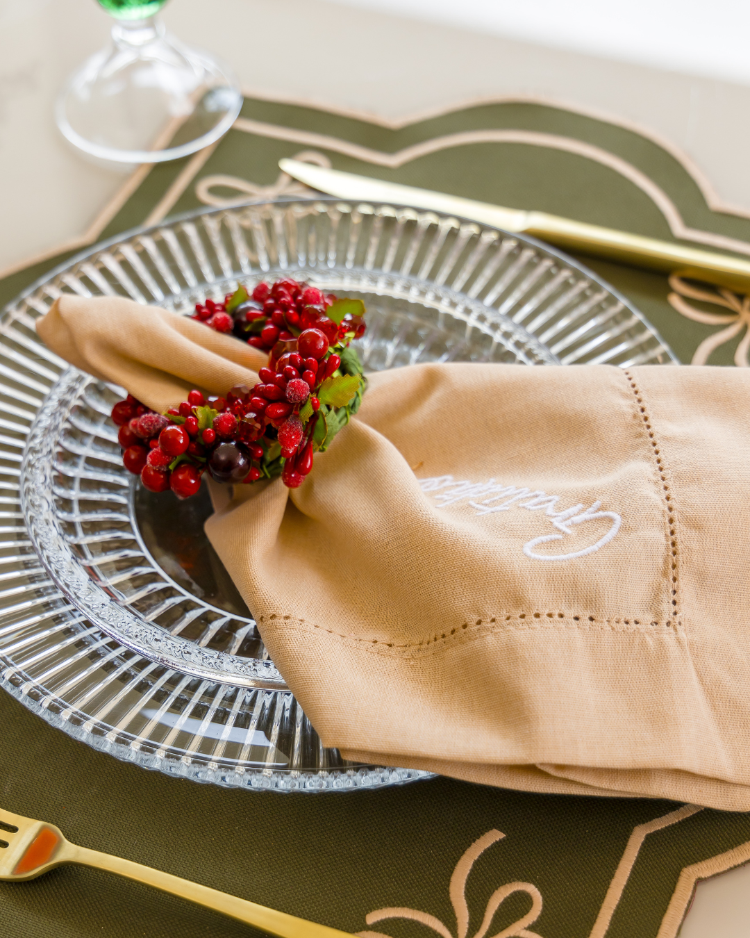 Porta Guardanapo Red Berries e Pérolas Vermelhas