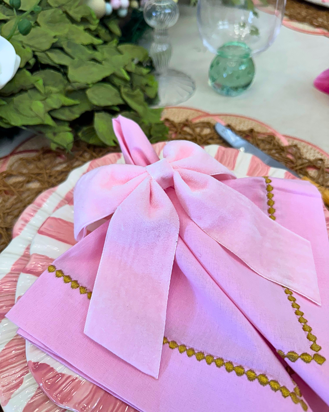 Porta Guardanapo Laço Rosa Claro