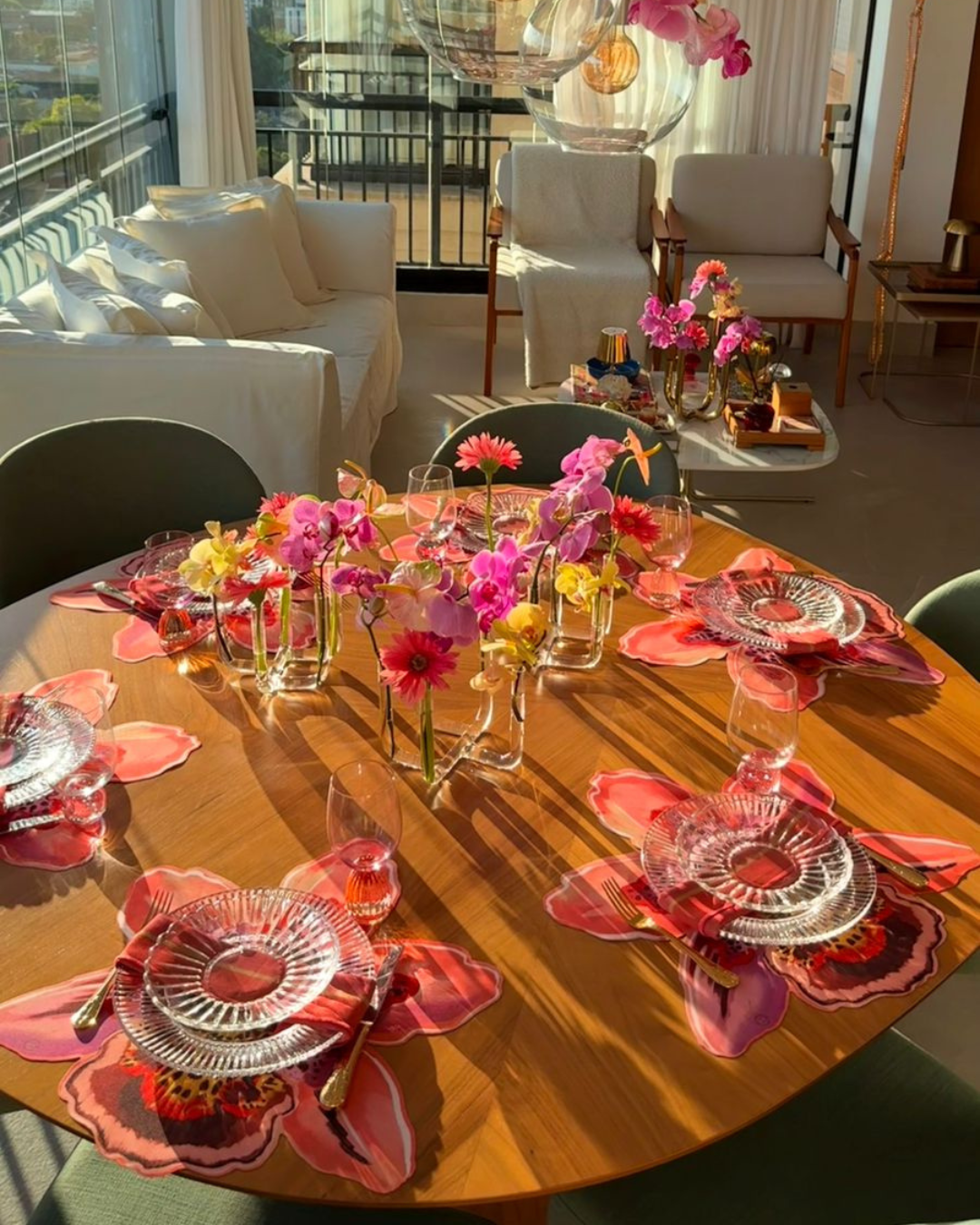 Conjunto 4 Peças Jogo Americano Bloom - Orquídea Rosa