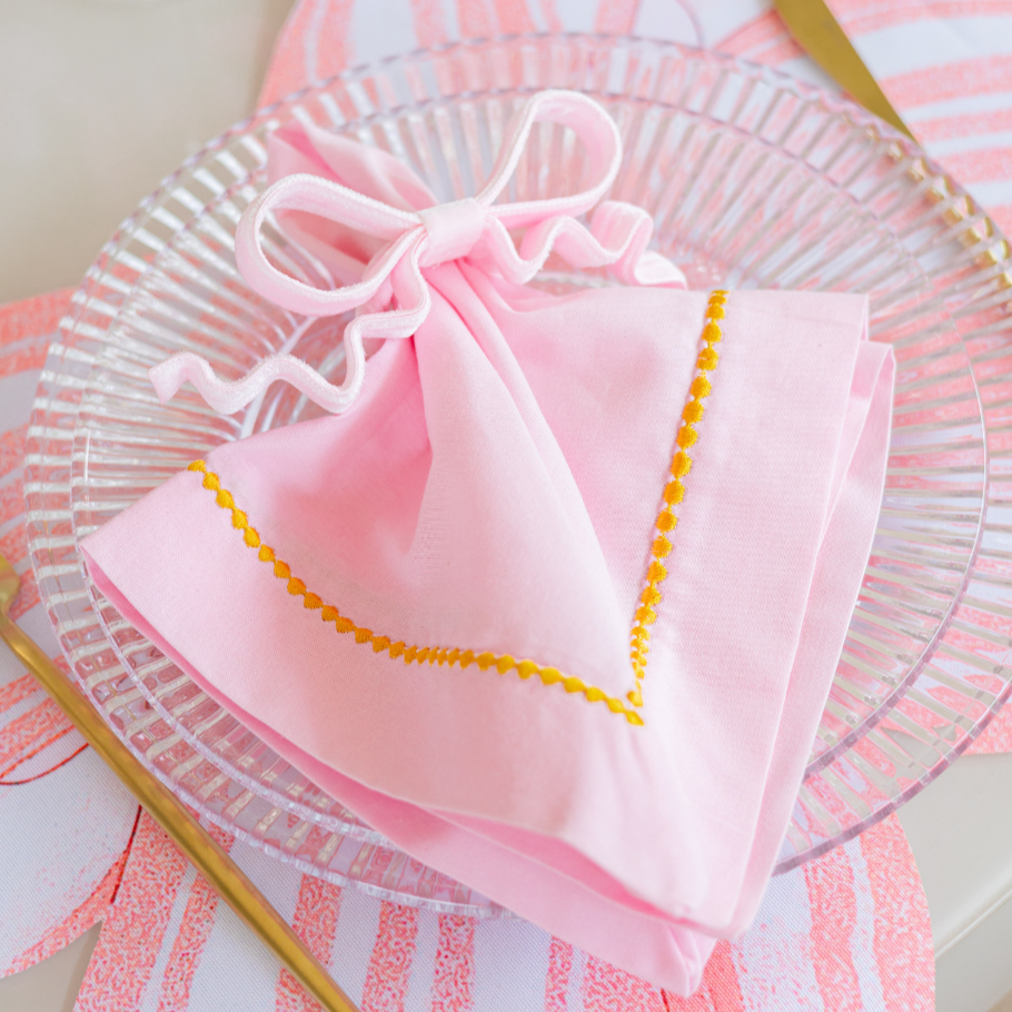 Porta Guardanapo Laço com Ondinhas Rosa Claro (unidade)