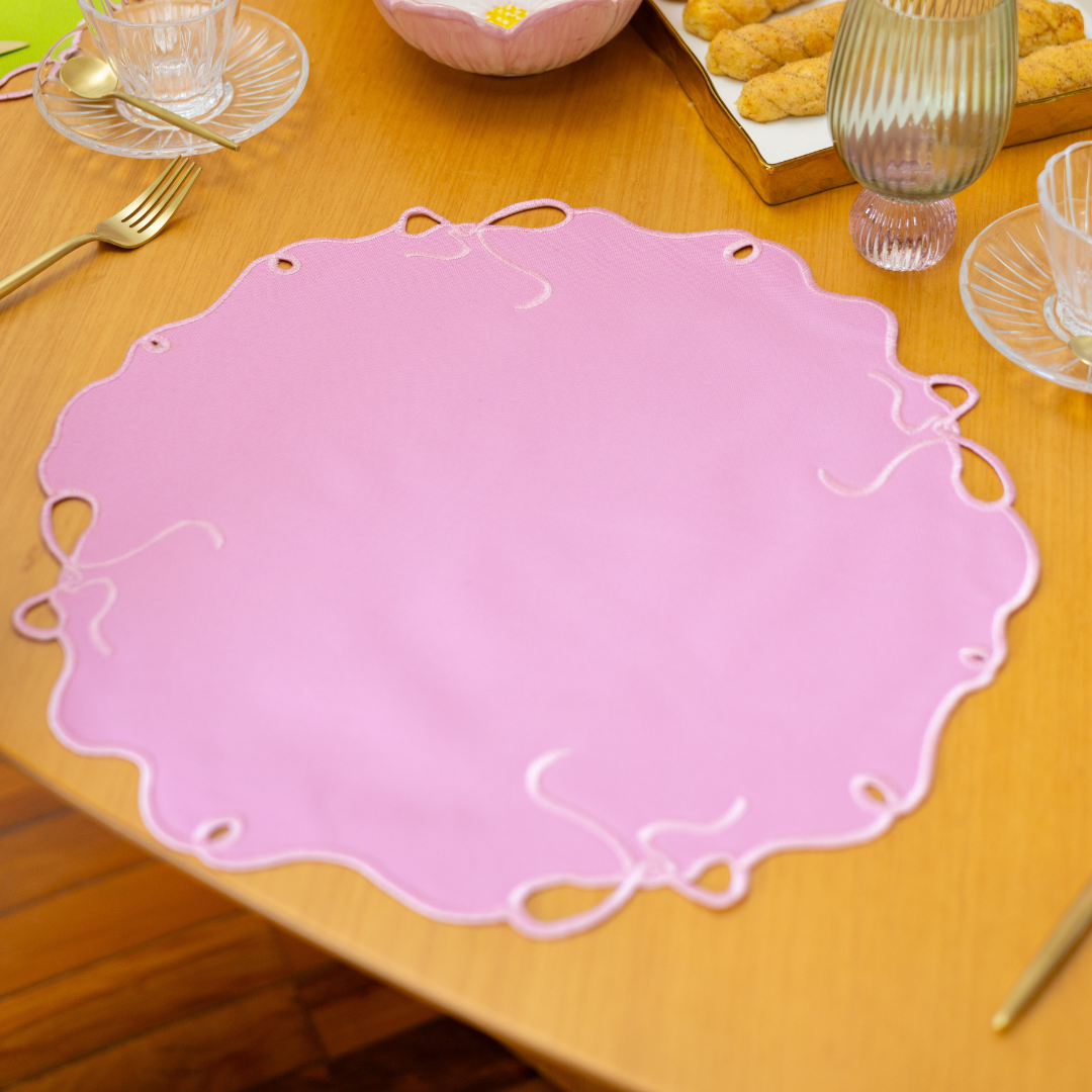 Jogo Americano Laço – Verde com Rosa (4 peças)