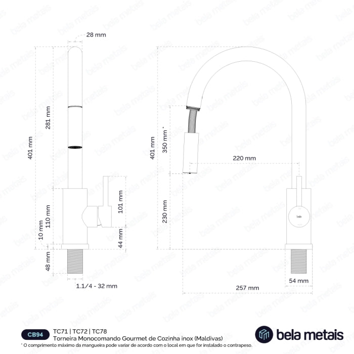 Torneira Monocomando Gourmet de Cozinha Inox