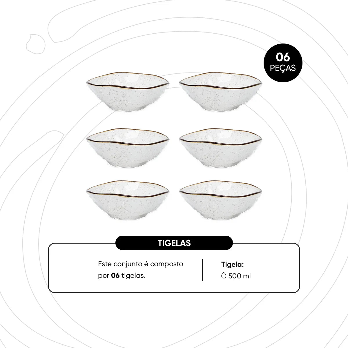 Jogo de 6 Tigelas 500 ml Ryo Maresia