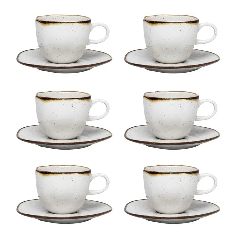 Jogo de 6 Xícaras Grandes 220 Ml Com Pires Ryo Maresia