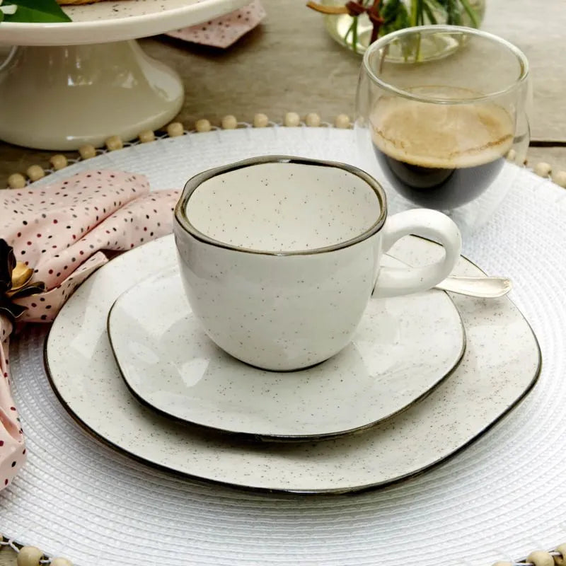 Jogo de 6 Xícaras Grandes 220 Ml Com Pires Ryo Maresia