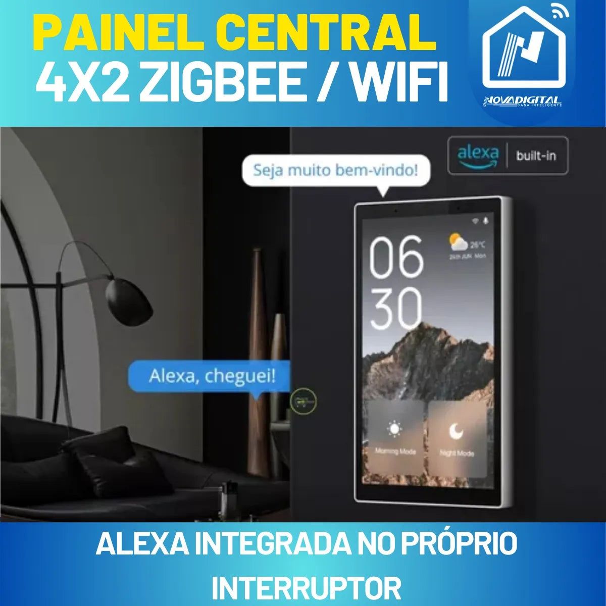 Interruptor Painel Inteligente 4x2 Nova Digital Bivolt