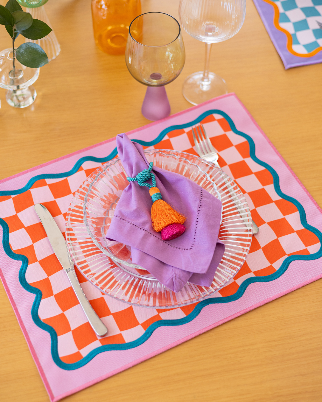 Conjunto 4 Peças Jogo Americano Xadrez Double Face Bold II - Sem Guardanapo