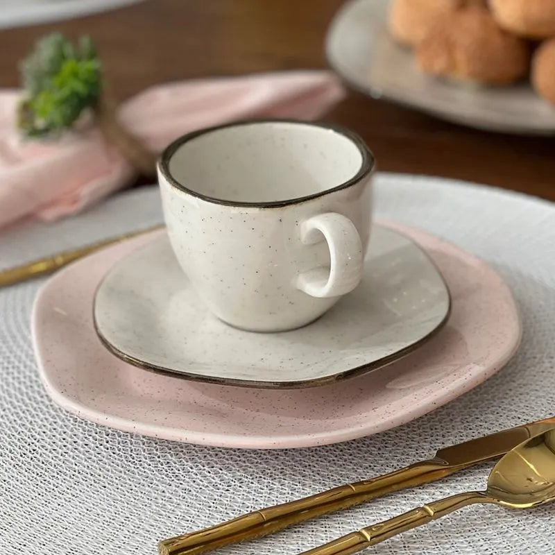 Jogo de 6 Xícaras Grandes 220 Ml Com Pires Ryo Maresia