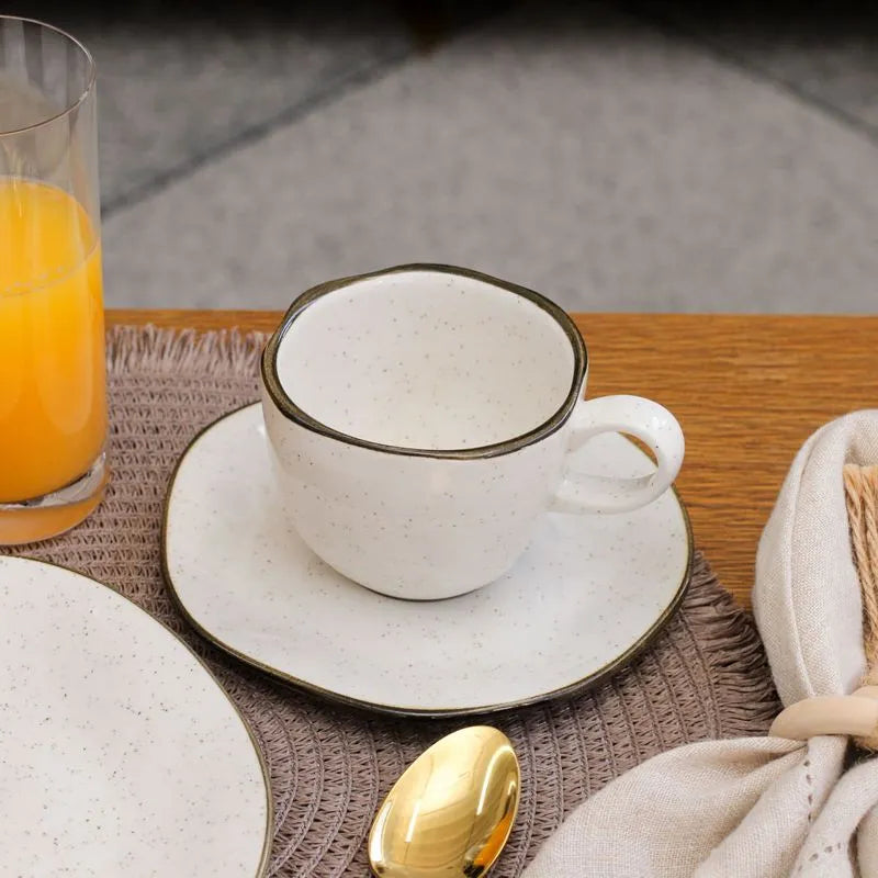 Jogo de 6 Xícaras Grandes 220 Ml Com Pires Ryo Maresia