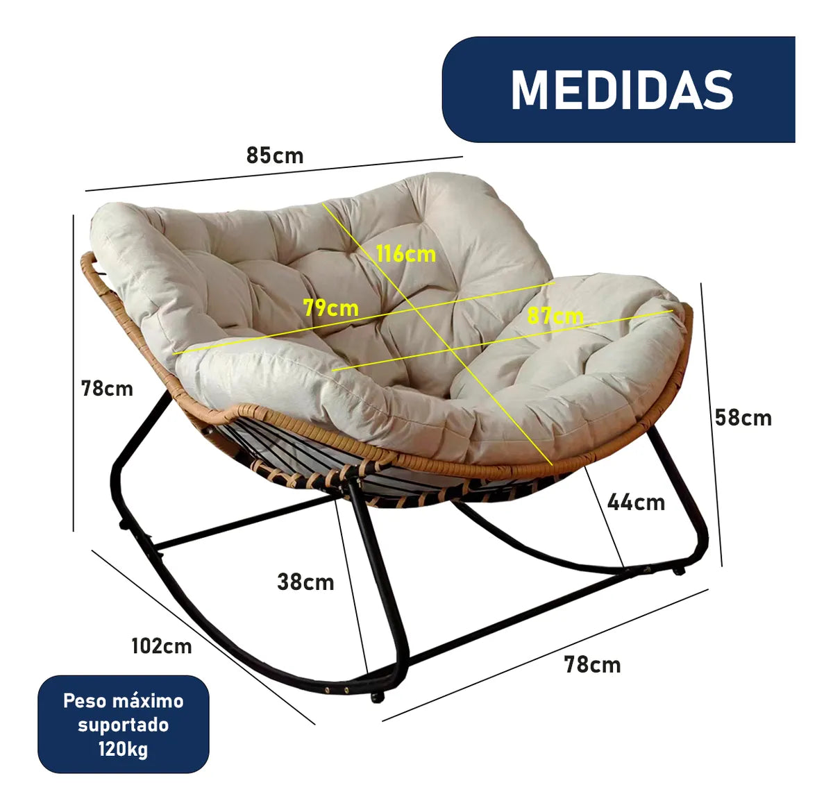 Poltrona de Balanço Relax Premium com Almofada