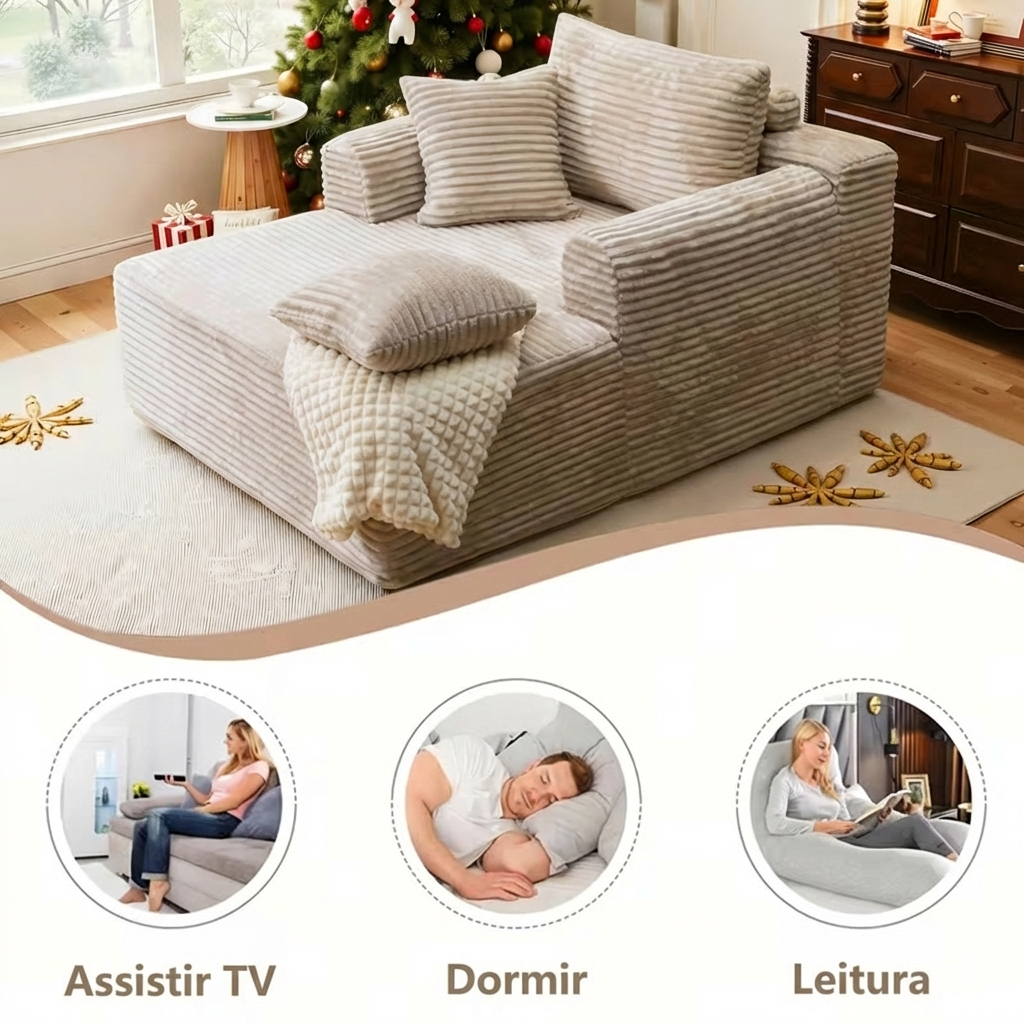 Sofá-Cama Comfort Plus com 3 Almofadas Premium