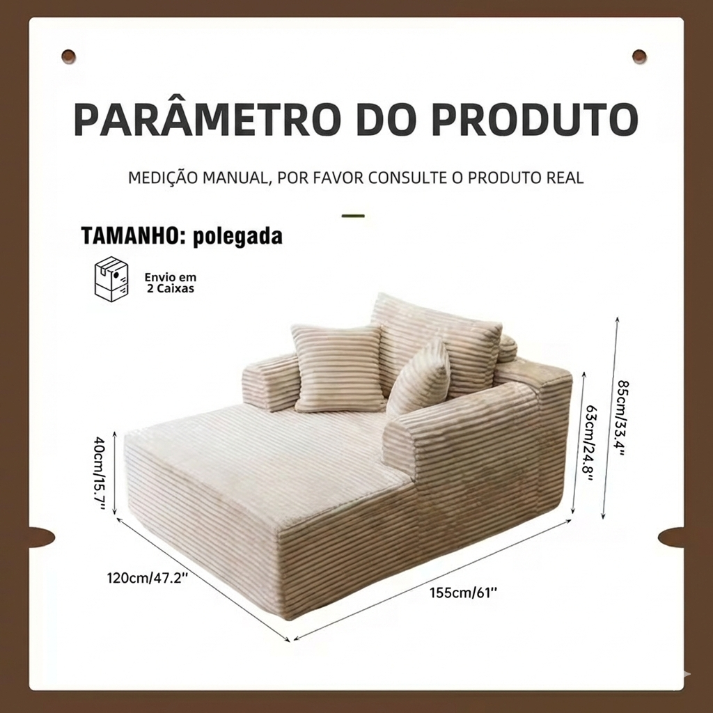 Sofá-Cama Comfort Plus com 3 Almofadas Premium