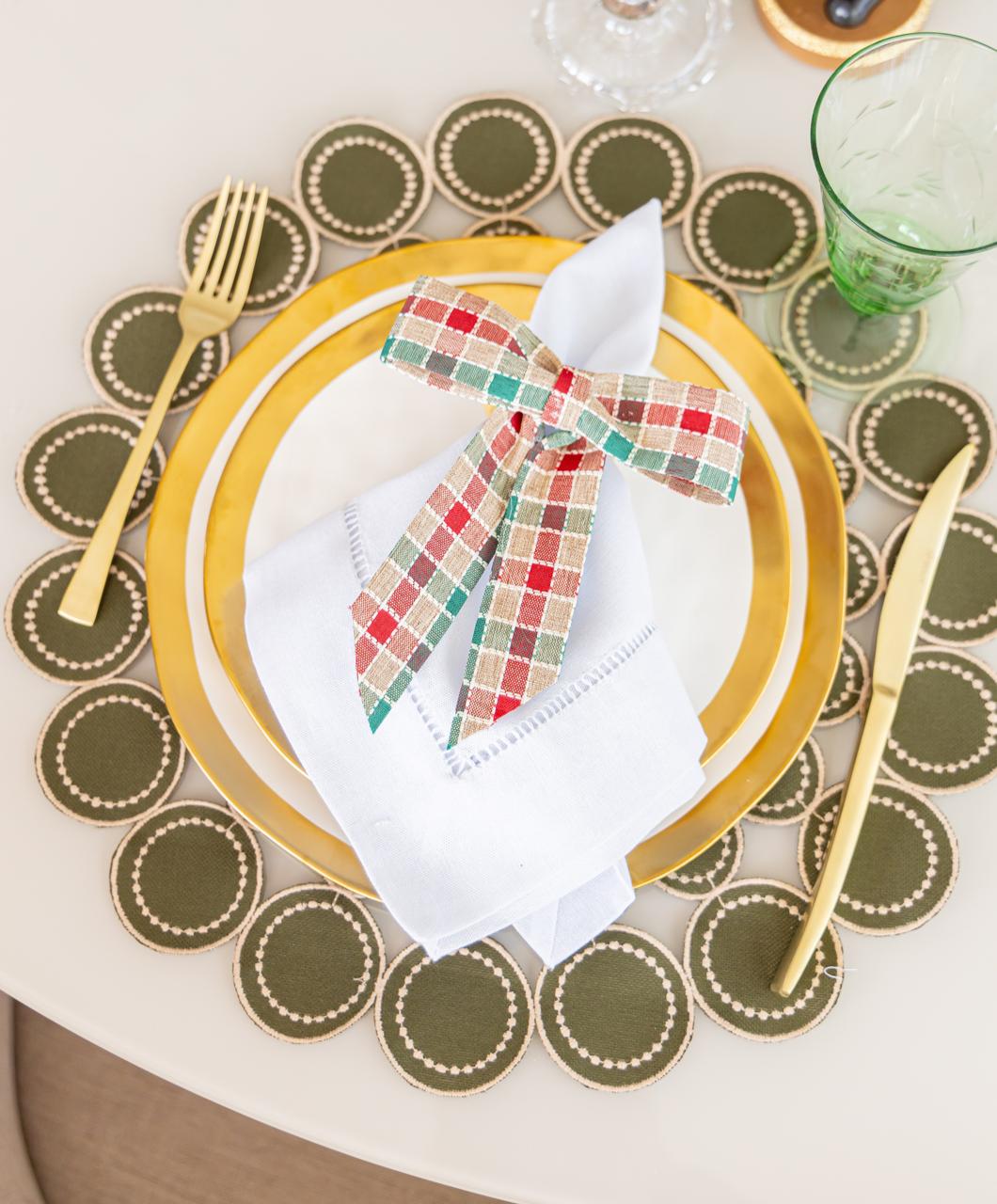 Dupla Jogo Americano Dots - Verde com Dourado